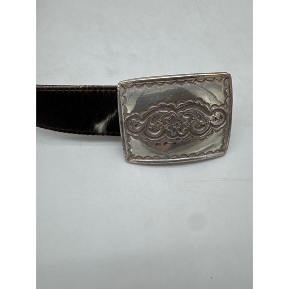 Navasota 1995 cow hair belt with‎ silver buckle sz M/28” main image 7